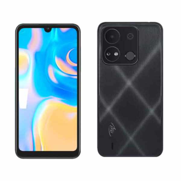 itel A18s smartphone shown from the front and back, displaying the screen, dual rear cameras, and the brand logo.